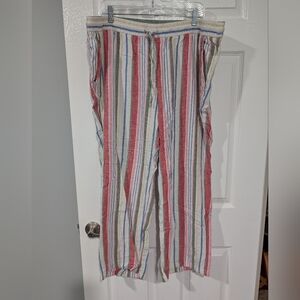 Old Navy Mid-Rise Linen-Blend Multi Stripe Wide-Leg Pants in Size XL